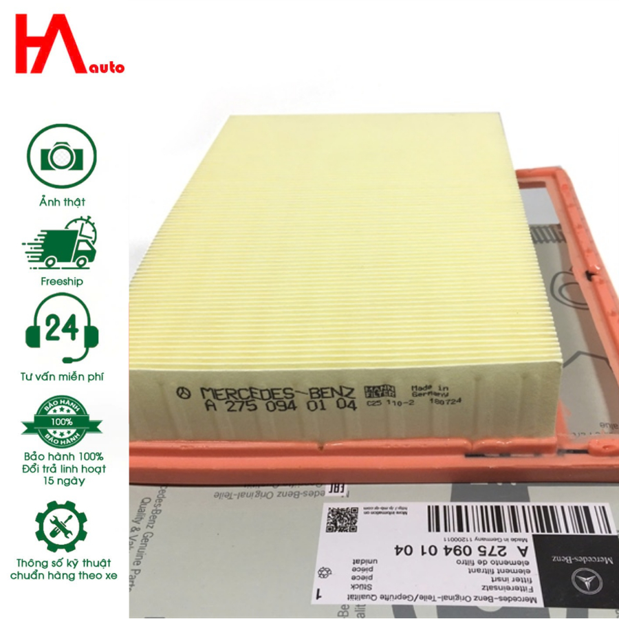 Lọc gió động cơ Mercedes-Benz CL600, CL 65 AMG, Maybach, S600, S 65 AMG, SL 600, SL 65 AMG. Mã A2750
