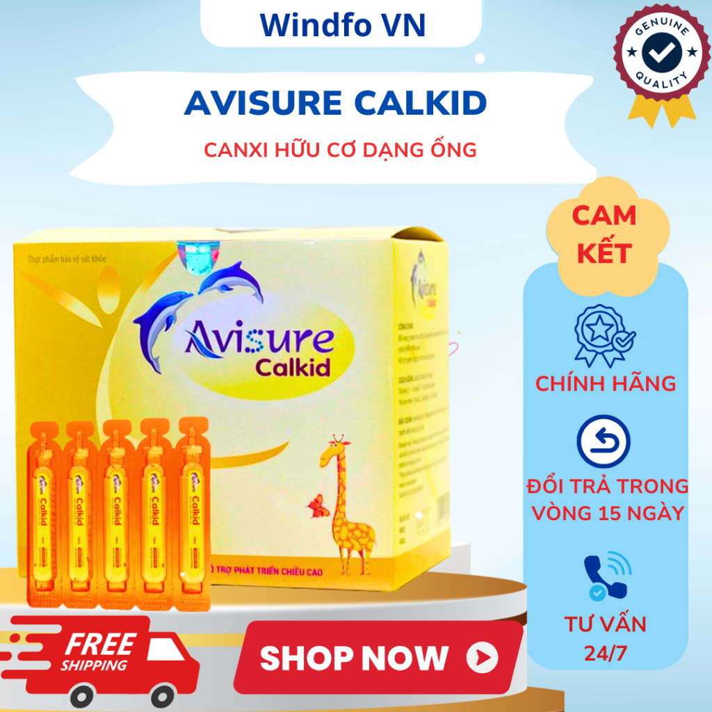 Canxi Cho Trẻ Em Avisure Calikid – Bổ Sung Canxi, Vitamin D3, Hỗ Trợ Phát Triển Chiều Cao Hộp 30 Ống