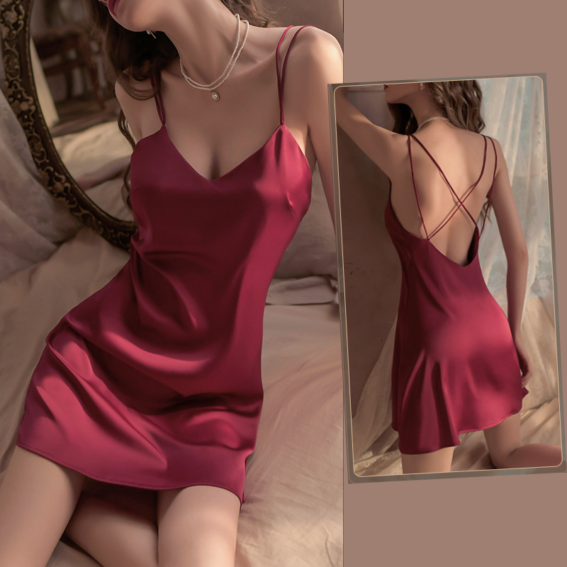 [CHE TÊN] Đầm Ngủ Nữ 2 Dây Sexy Quyến Rũ Mặc Nhà Lụa Satin Cao Cấp, Váy Ngủ Mỏng Manh Gợi Cảm - S03