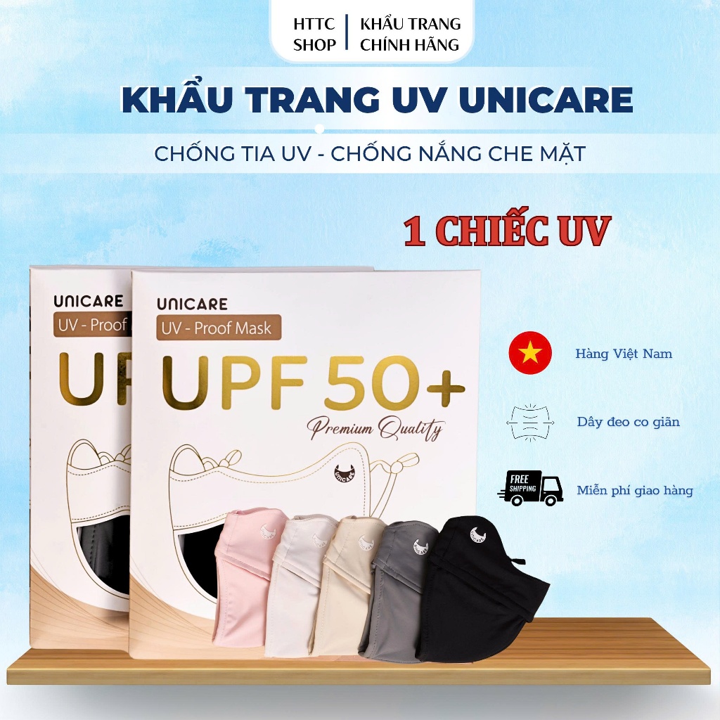 Khẩu trang Chống Tia UV UNICARE UV- Proof Mask Chất Lụa Băng Mềm Mịn Mát Thông Thoáng