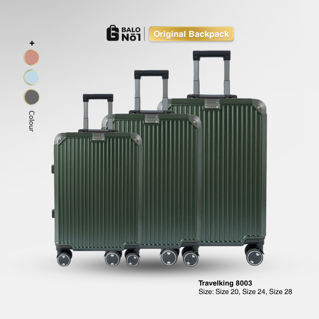 Vali  Khung Nhôm Thời Trang Sang Trọng Travelking 8003 Khóa TSA chuẩn hải quan Hoa Kỳ
