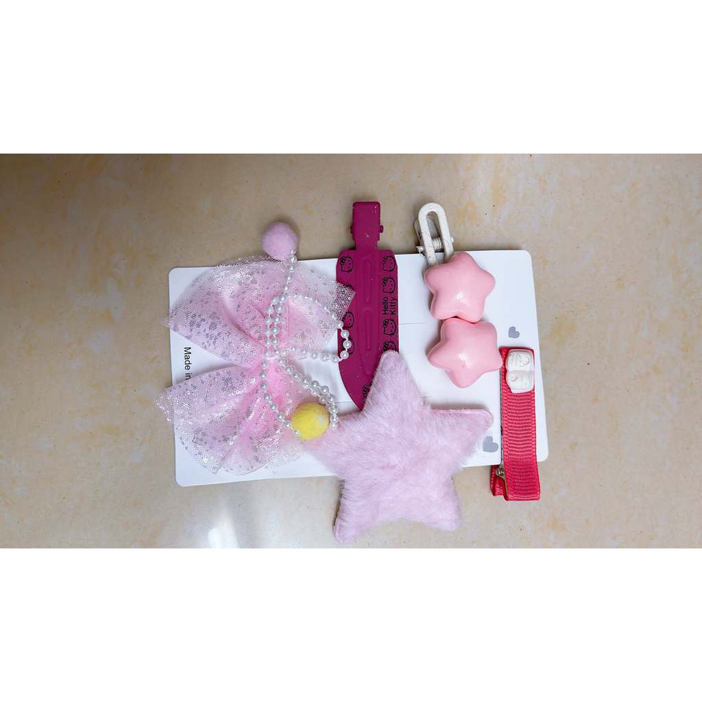 Set kẹp tóc hàn quốc LASSY Set 5 Kẹp tóc Hình Ngôi Sao Màu Hồng Ngọt Ngào Cho Bé Gái [T1- KHO 1]