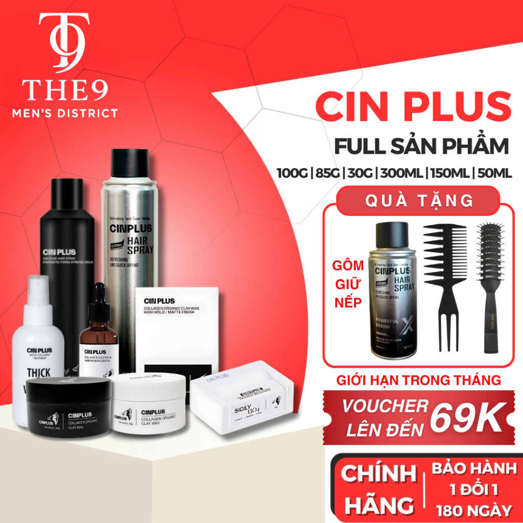 Sáp vuốt tóc nam CINPLUS Sicily 1504 Right, Left, Hair Spray, Thick & Volume giữ nếp tóc - cinplus