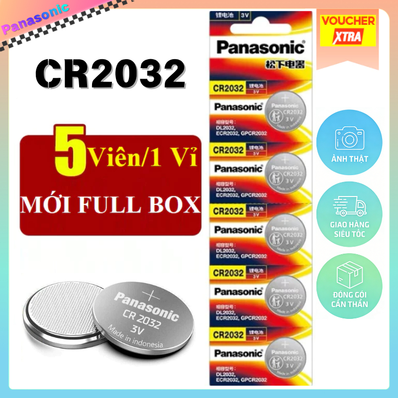 Vỉ 5 Viên CR2032 CR2016 CR2025 CR1632 Hàng Chính Hãng panasonic - Pin cúc Pin đồng hồ Pin điều khiển
