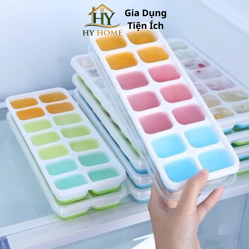 Khay đá Silicon 14 viên có nắp đậy sạch sẽ tiện lợi 23cm - HY