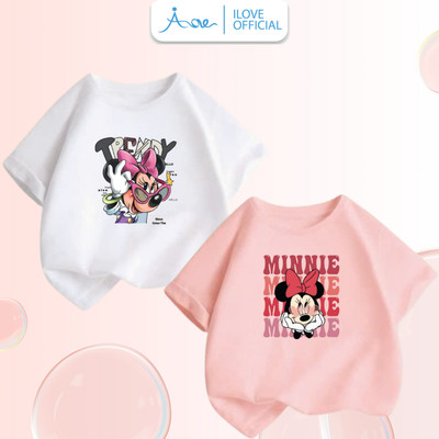 [MỚ] Áo thun cộc tay cho bé gái AORE, Áo phông in hình DISNEY, Chuột Minnie cute, hot COTTON mềm mịn thoáng mát 9-36kg