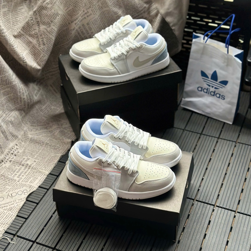 Giày Thể Thao  Air JD1 Paris Low Kem Xanh Nhạt
