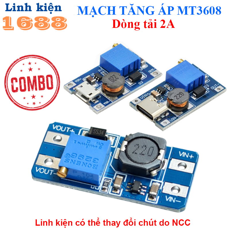 Combo- Mạch tăng áp Mini 2A MT3608