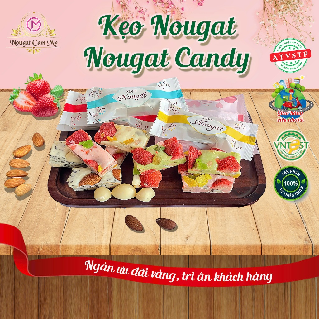 Kẹo Nougat - Nougat Candy - Happiness Candy - Kẹo Siêu Hạt Ăn Kiêng - Kẹo Trái Cây - Kẹo Đậu Phộng -