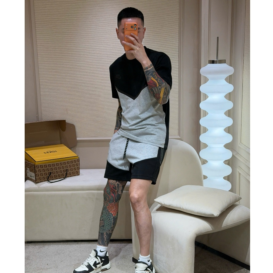 Set Bộ Cộc Tay nice Kỳ Tech Xám Fleece Ver.- Quần Áo Cộc nice tech, Hàng Hot Trend Hè 2026