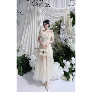 SELY - Đầm trễ vai ren lứoi đi tiệc dáng maxi tùng xoè thanh lịch trẻ trunb