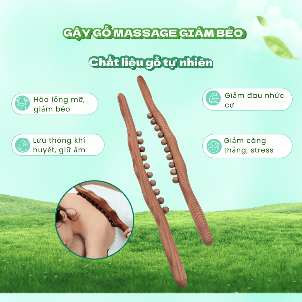 Gậy Gỗ Massage Body 20/31 Bi – Gậy Gỗ Massage Cổ Vai Gáy, Gậy Gỗ Mát - xa