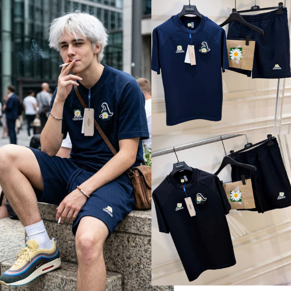 Bộ cộc Nam Mùa Hè siêu phẩm A di da Chữ A Thêu LOGO Chất Cotton Cao Cấp - Set Bộ Cộc Hè nam nữ HOT