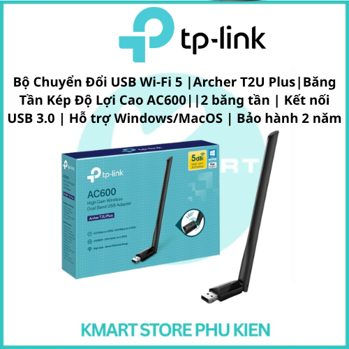 Bộ Chuyển Đổi USB Wi-Fi TP-Link Archer T2U Plus-T2U Nano-T2UB Nano - Băng Tần Kép Độ Lợi Cao Chuẩn A