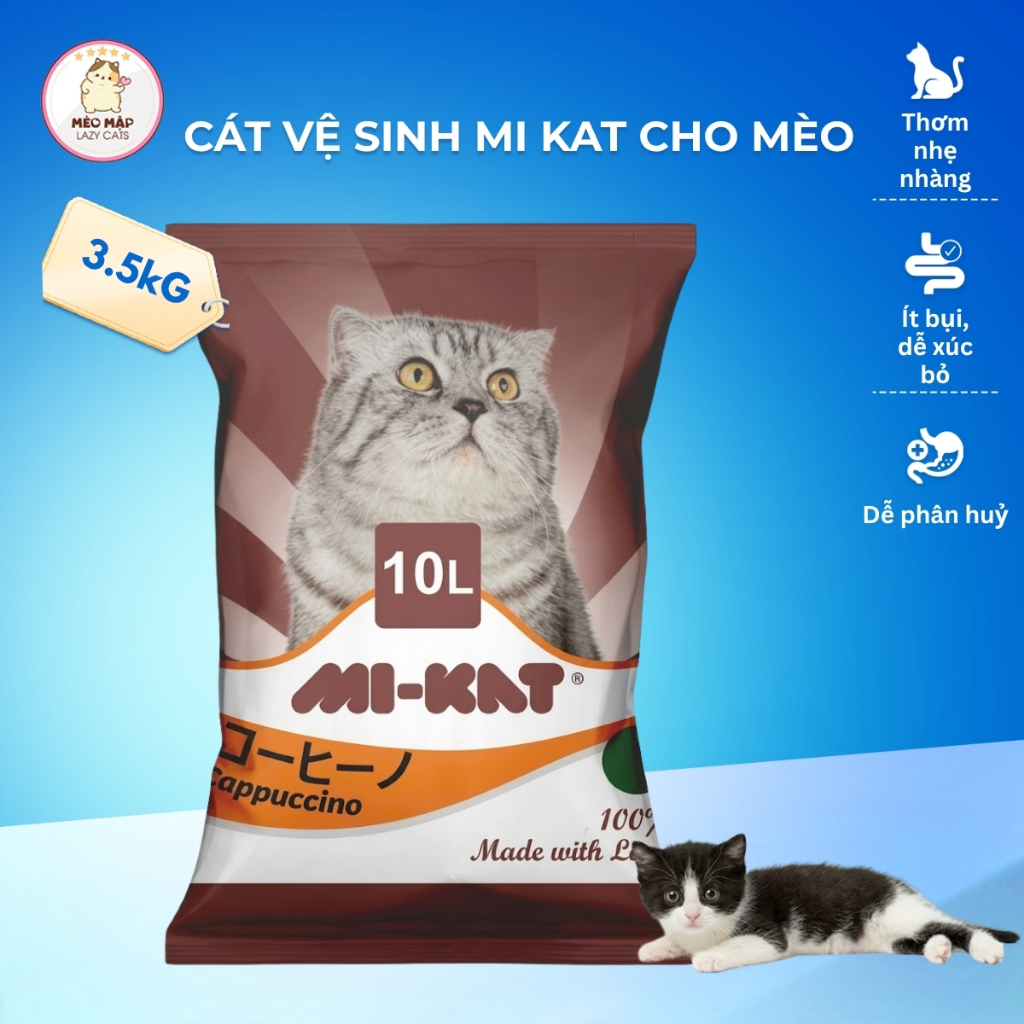 CÁT Mi Kat (mikat) 10L ~ 3.5kg - CÁT đất sét VỆ SINH CHO MÈO