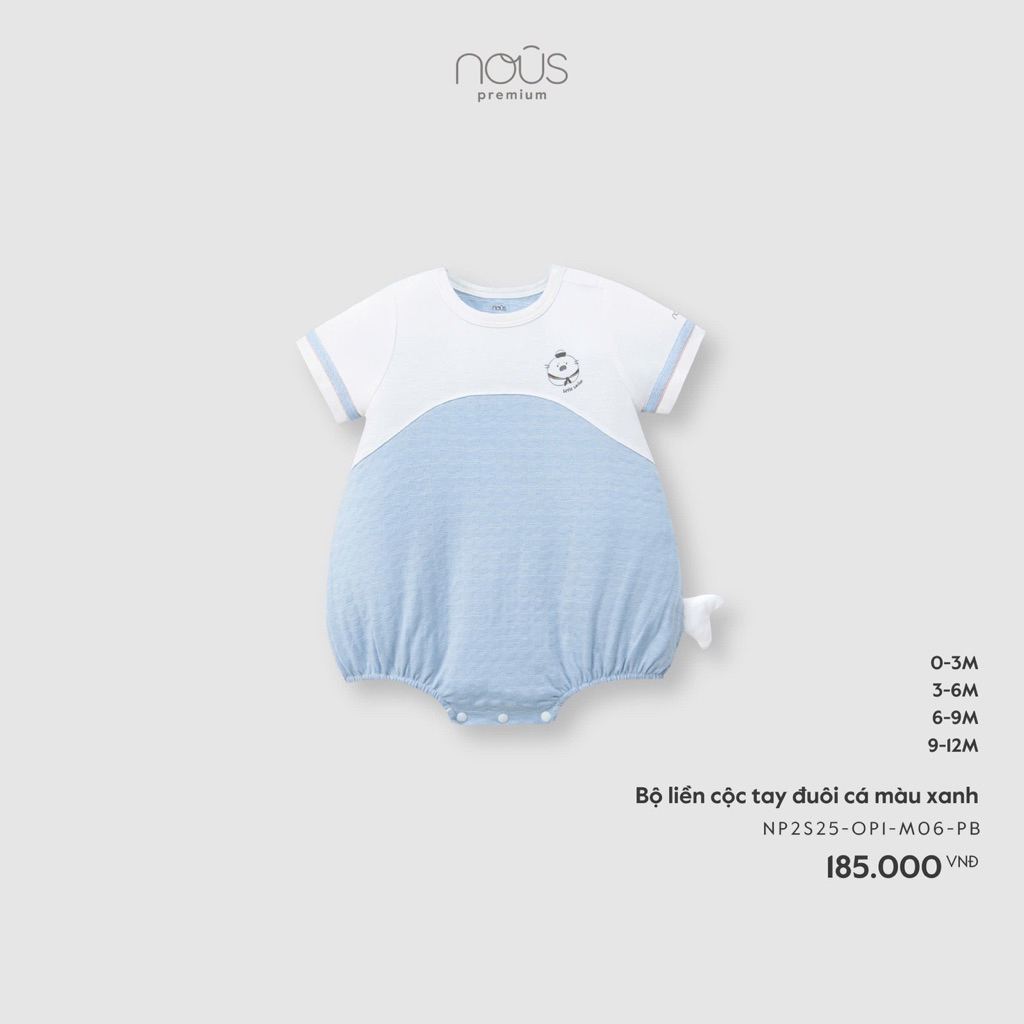 NOUS PREMIUM Bộ liền cộc tay đuôi cá màu xanh