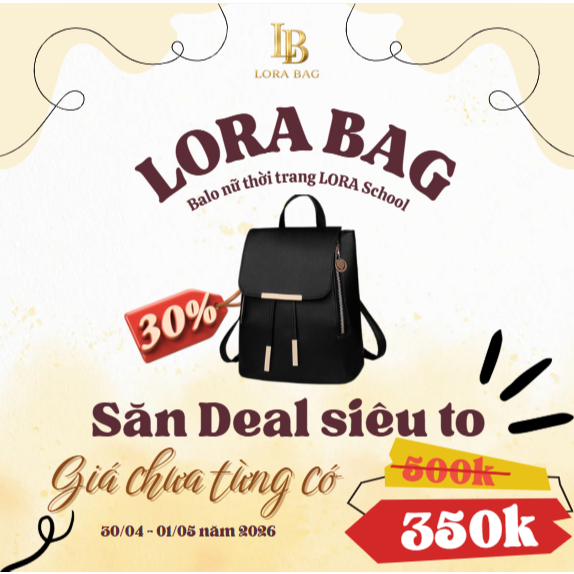 Balo Nữ Da Cao Cấp LORA BAG – Balo Nắp Gập Dây Rút Thời Trang, Form Đứng Sang Trọng