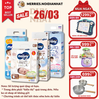 [SP có voucher live X]Tã Bỉm MOONY NATURAL dán/quần NB62/S58/M46/L38/L36/XL32