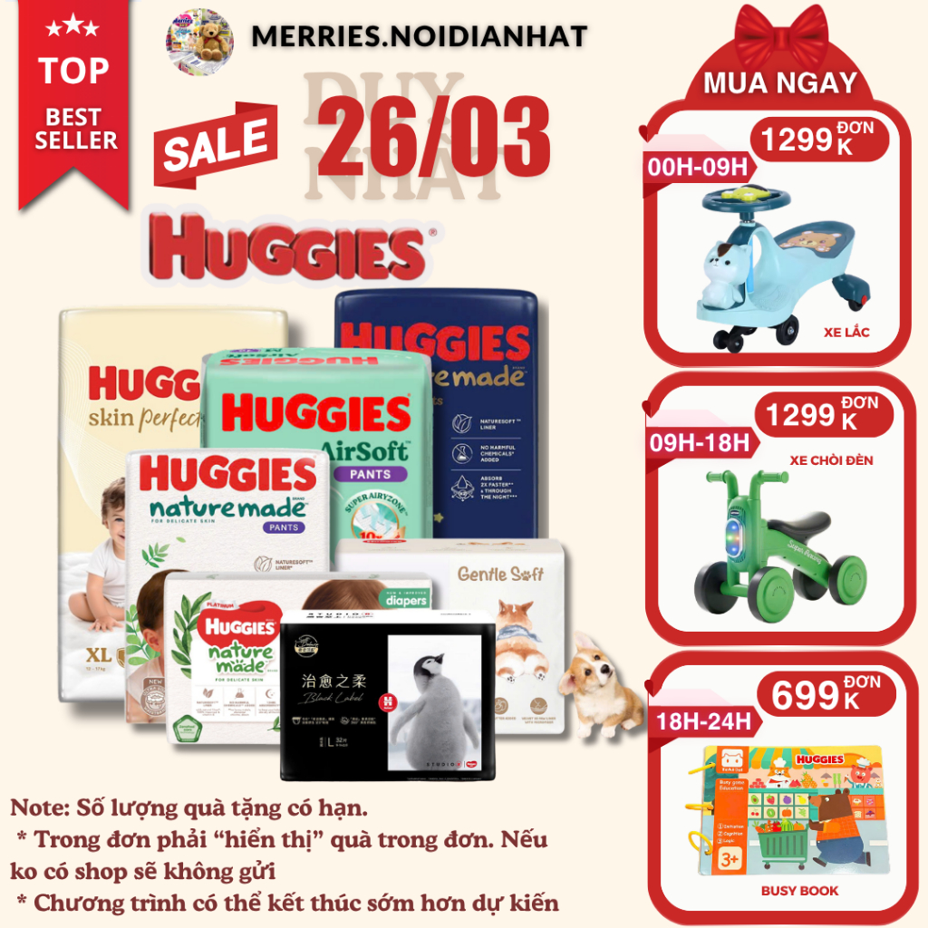 [HÀNG CHÍNH HÃNG CTY] Bỉm HUGGIES NATURE MADE size M58/L44/XL 38/XXL26/S82/NB60