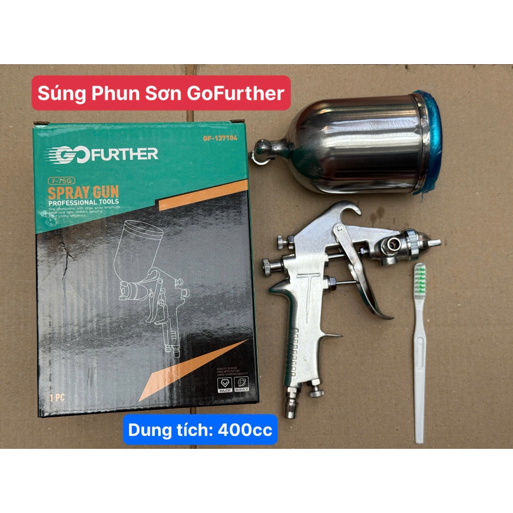 Súng Phun Sơn Khí Nén GoFurther F75G 400cc – Phun Mịn, Đều Màu, Tiết Kiệm Sơn, Dễ Sử Dụng