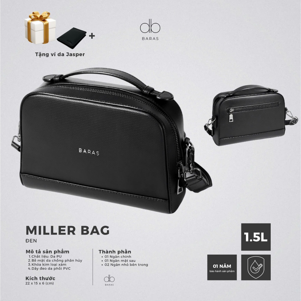 Túi đeo chéo da nam - MILLER BAG - BARAS VIETNAM - Túi đeo chéo & cầm tay