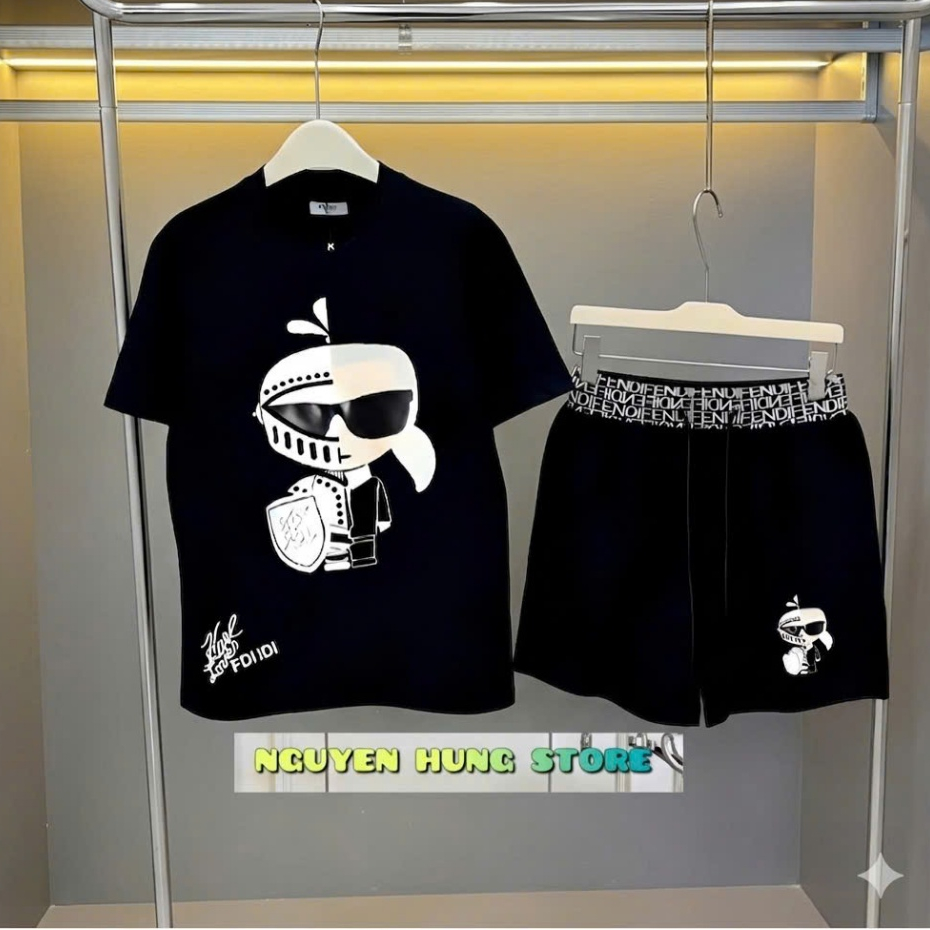 Bộ Quần áo Hè Cộc FE&DII nam ĐEn Vải Cao cấp 85% Cotton Lạnh ,Đồ Bộ HÈ Ngắn Tay Top Trend Nam giãn 4 chiều SIêu MÁt