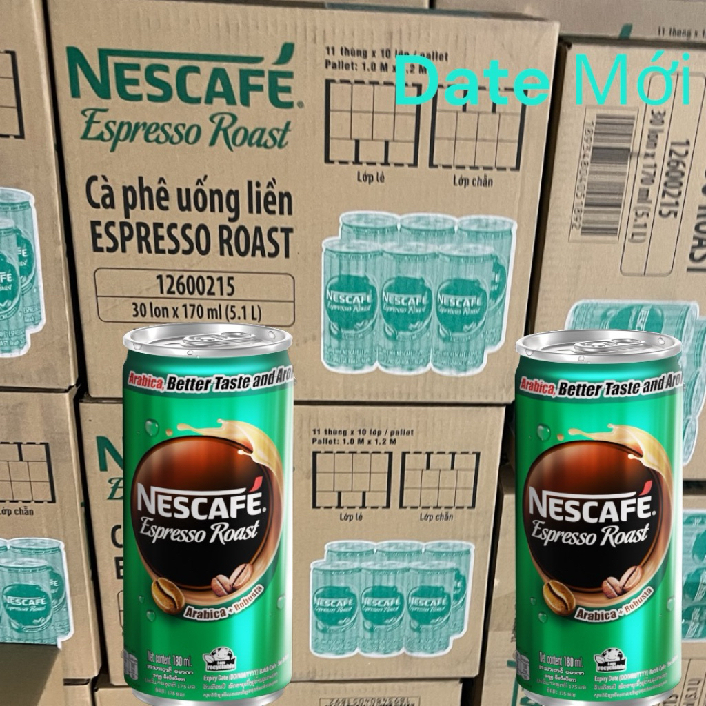 Nescafe Lon Uống Liền Tiện Lợi - Nescafe Espresso Roast (30Lon x 170ML) DATE MỚI