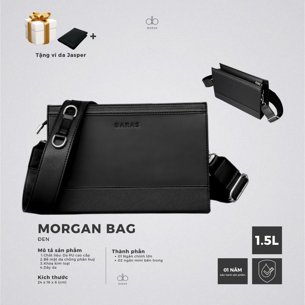 Túi đeo chéo hộp MORGAN BAG - BARAS VIETNAM - Túi đeo chéo thời trang nam