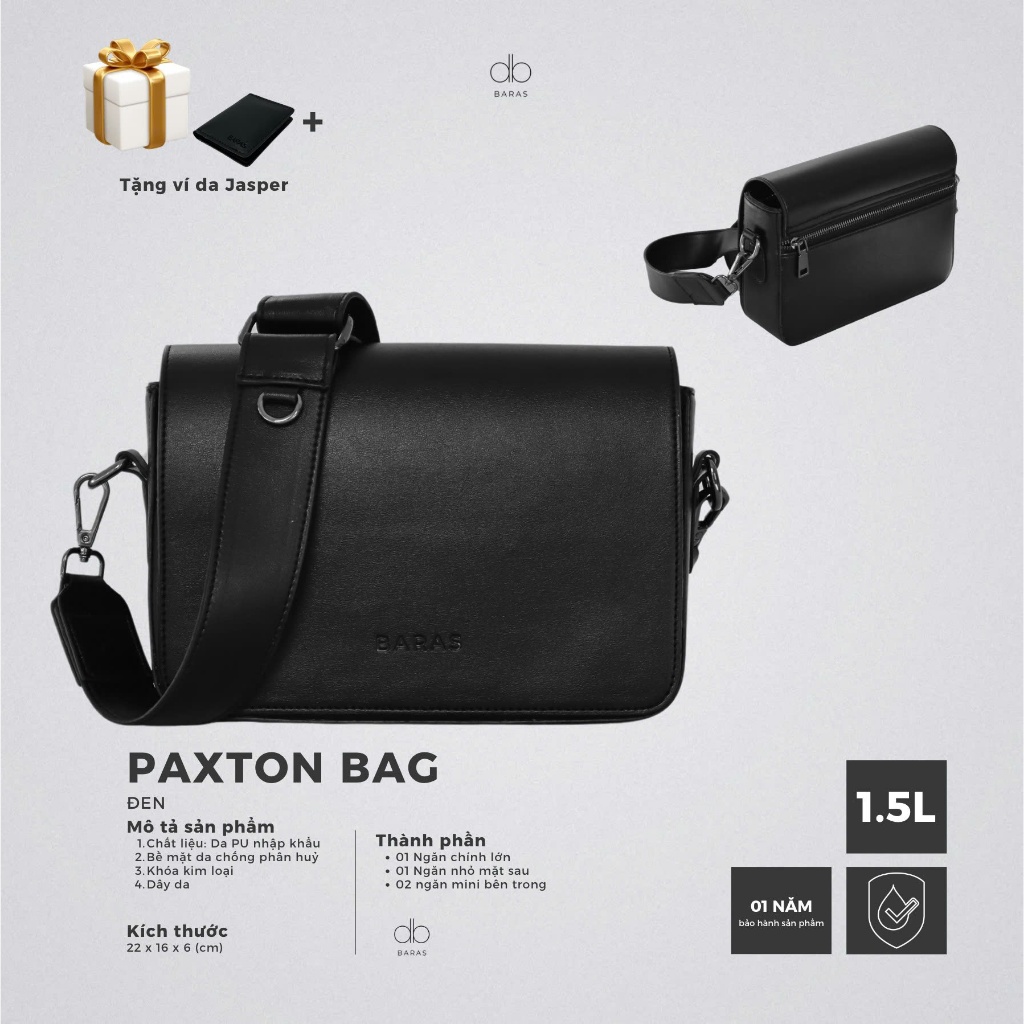 Túi đeo chéo nam - Paxton Bag - BARAS VIETNAM - Túi da nam