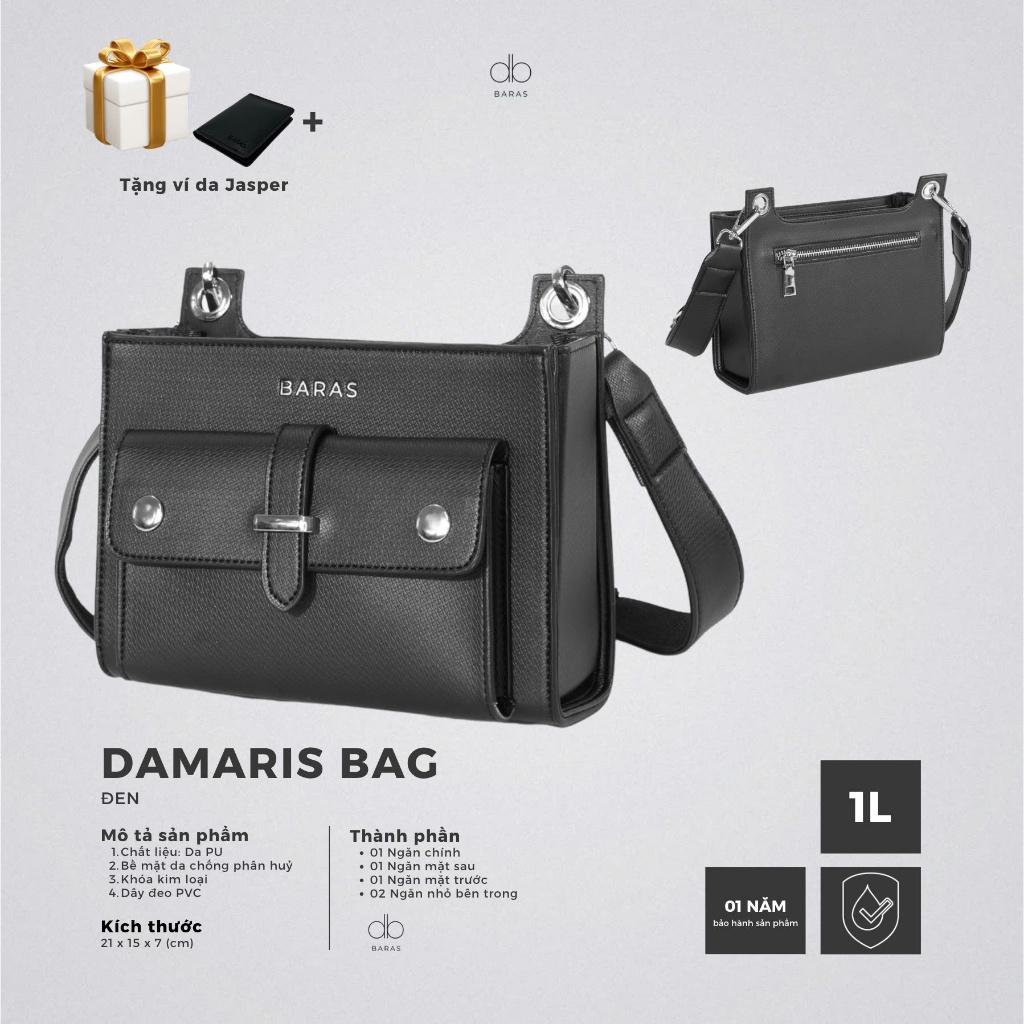 Túi đeo chéo da nam - Damaris Bag - BARAS VIETNAM - Túi đeo chéo thời trang