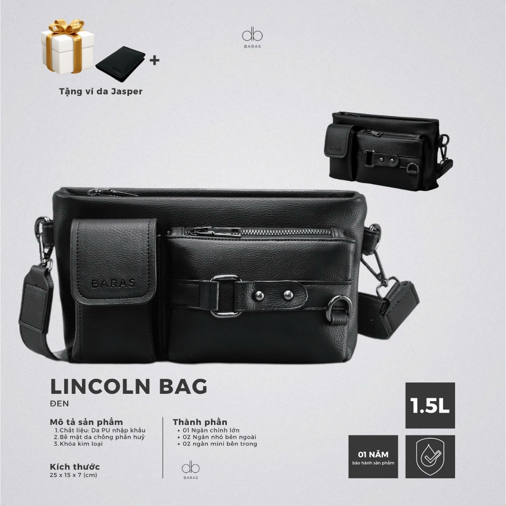 Túi đeo chéo nam LINCOLN BAG - BARAS - Túi da nam thời trang