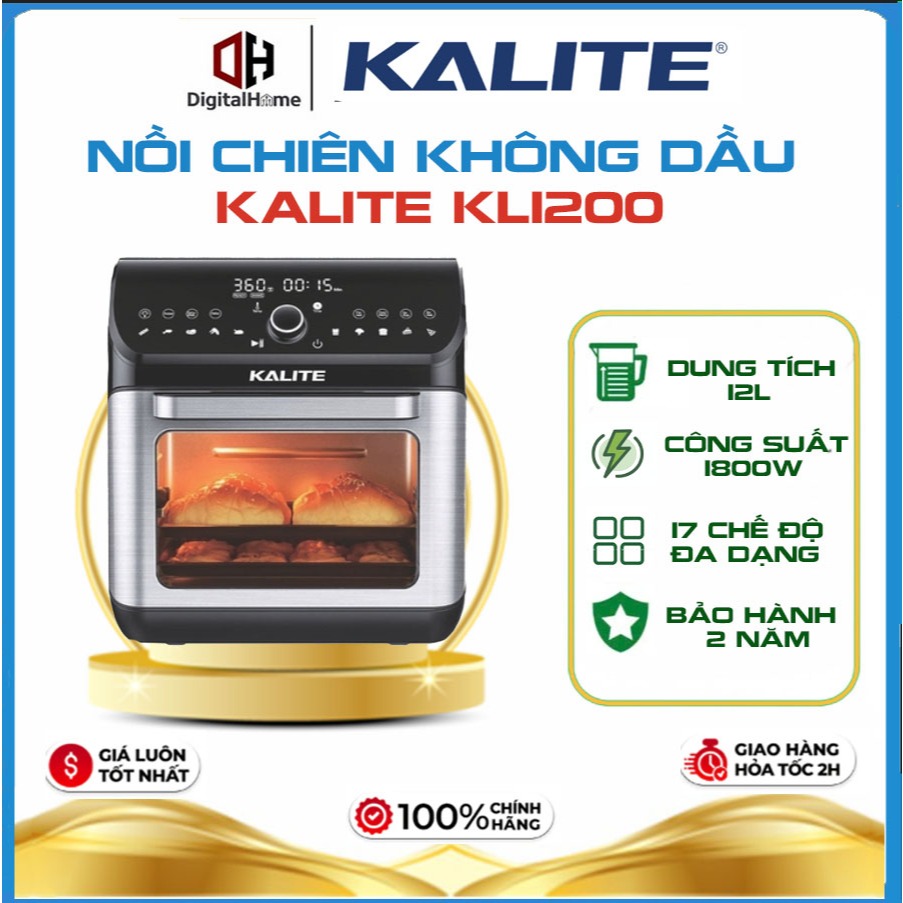Nồi chiên không dầu Kalite KL1200, Công suất 1800W, Dung tích 12L, Hàng Chính Hãng