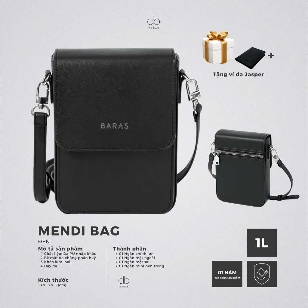 Túi đeo chéo da nam - Mendi Bag - BARAS VIETNAM - Túi đeo chéo thời trang nam