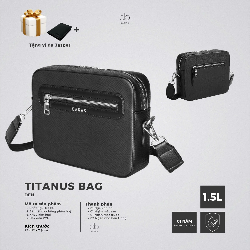 Túi đeo chéo da nam - Titanus Bag - BARAS VIETNAM - Túi đeo chéo thời trang