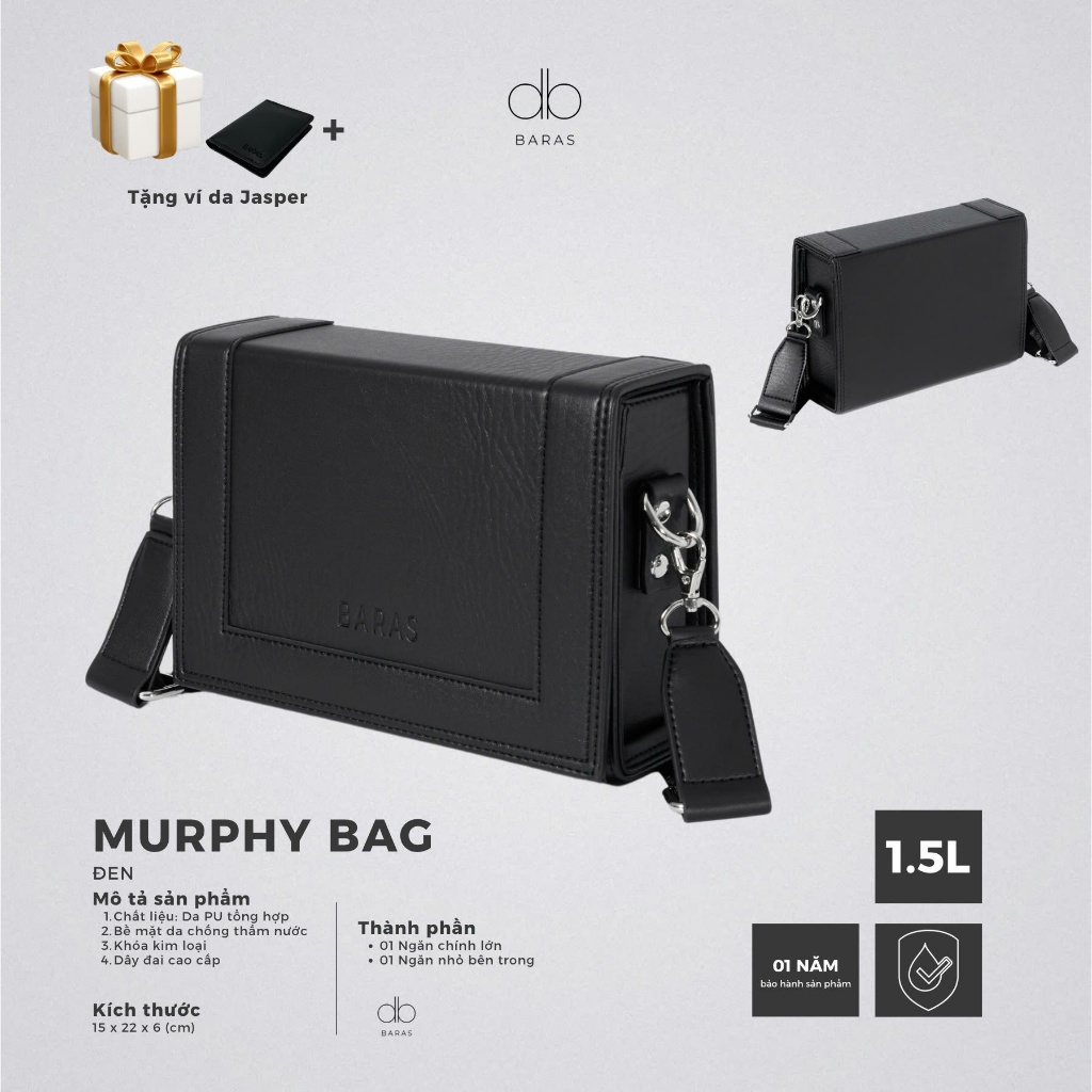 Túi đeo chéo hộp MURPHY BAG - BARAS VIETNAM - Túi đeo chéo thời trang nam