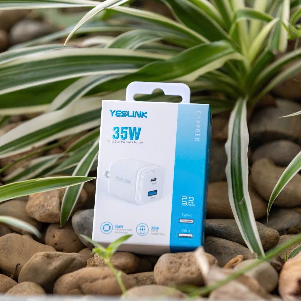 Sạc nhanh Yeslink 35W GaN 2 cổng Type-C – Củ sạc nhỏ gọn, hiệu suất cao cho điện thoại, tablet