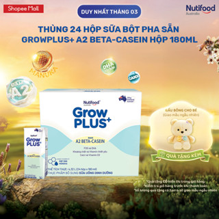 Thùng 24 hộp Sữa bột pha sẵn GrowPLUS+ A2 beta-casein Hộp 180ml