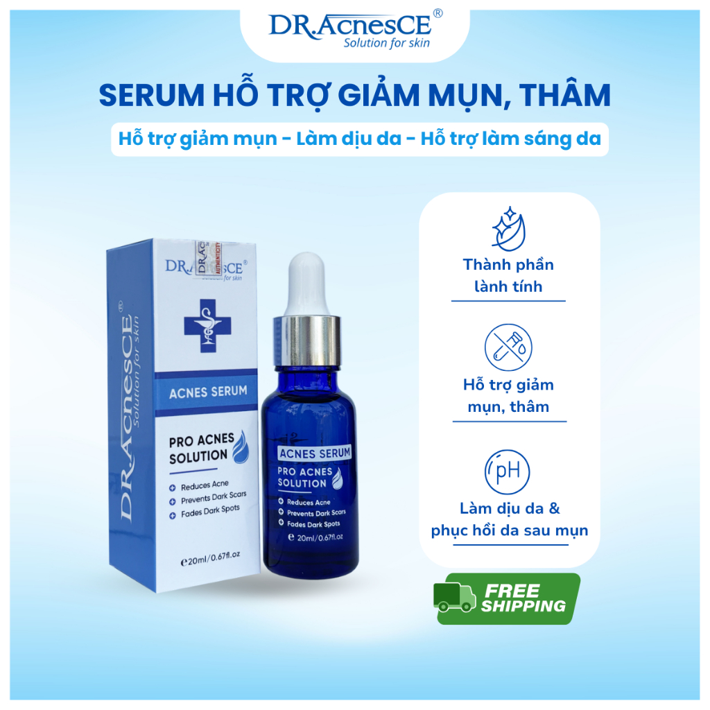 DR.ACNESCE Serum Acnes Hỗ Trợ Giảm Mụn Thâm, Hỗ Trợ Làm Sáng Da - Serum Mụn Acnes (10ml,20ml)