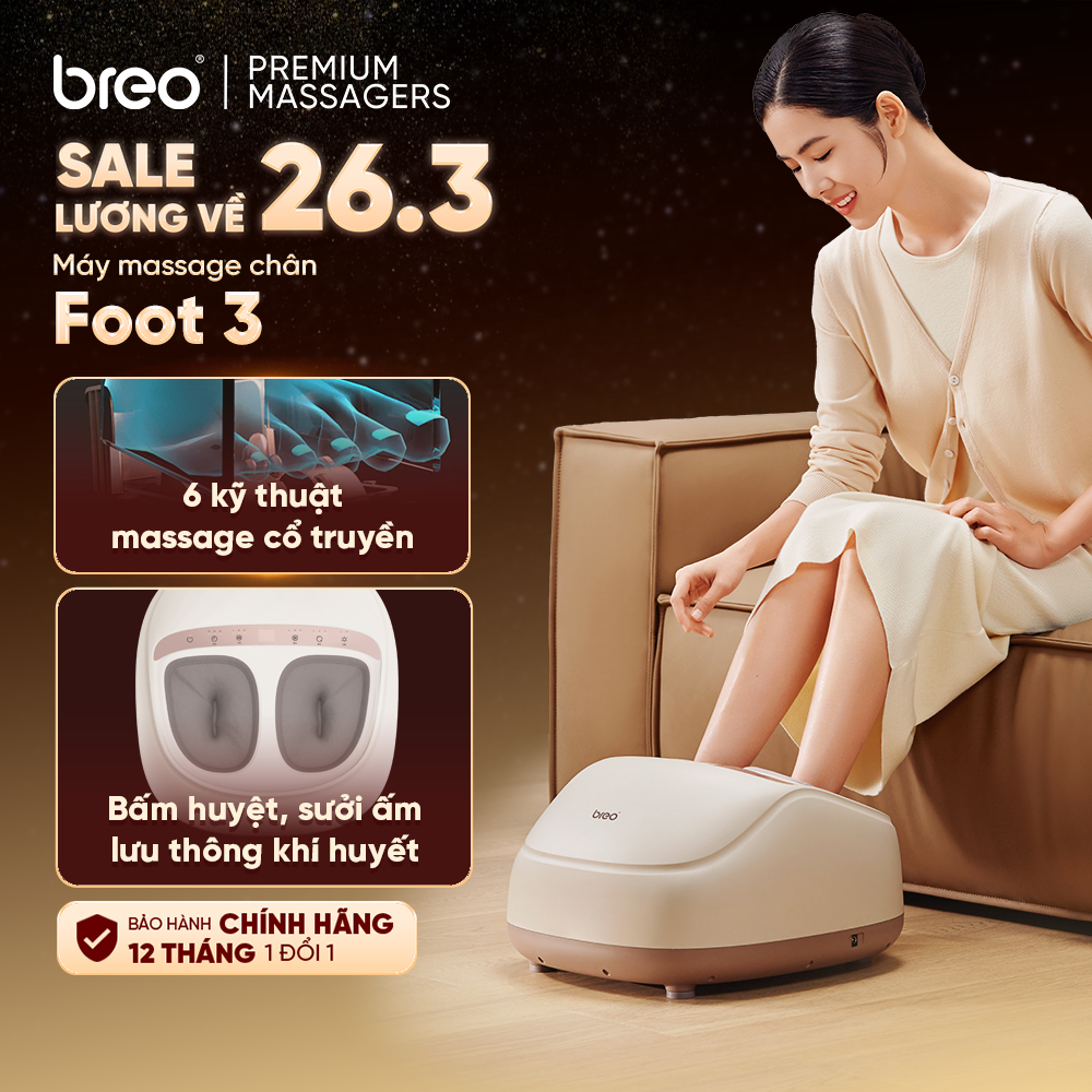 [CHÍNH HÃNG] Máy Massage Chân Cao Cấp BREO Foot 3 - Mô Phỏng Kỹ Thuật Bấm Huyệt Y Học Cổ Truyền