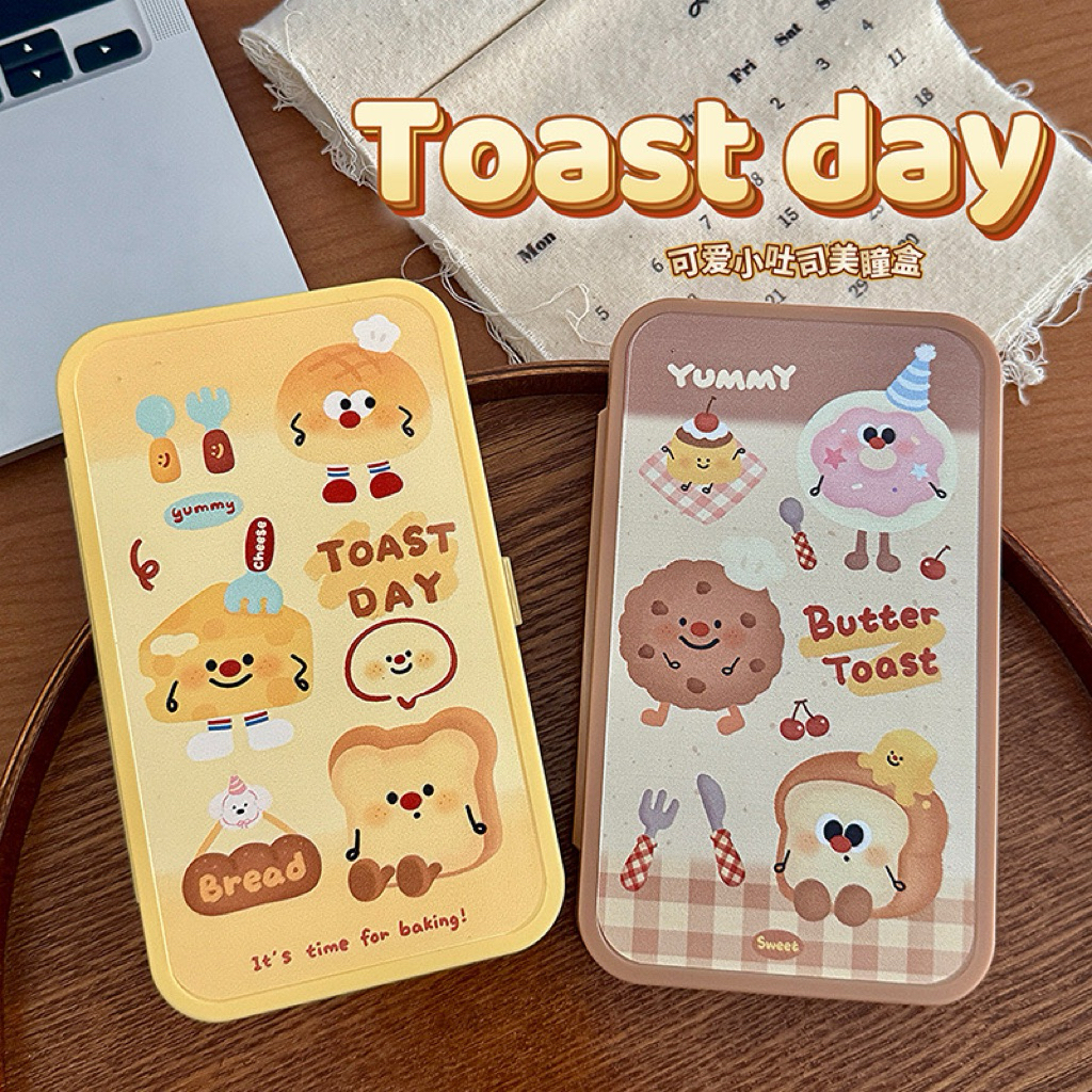 BEAR LENS Khay Đựng Lens 6 Cặp Toast Day Hình Cake dễ thương