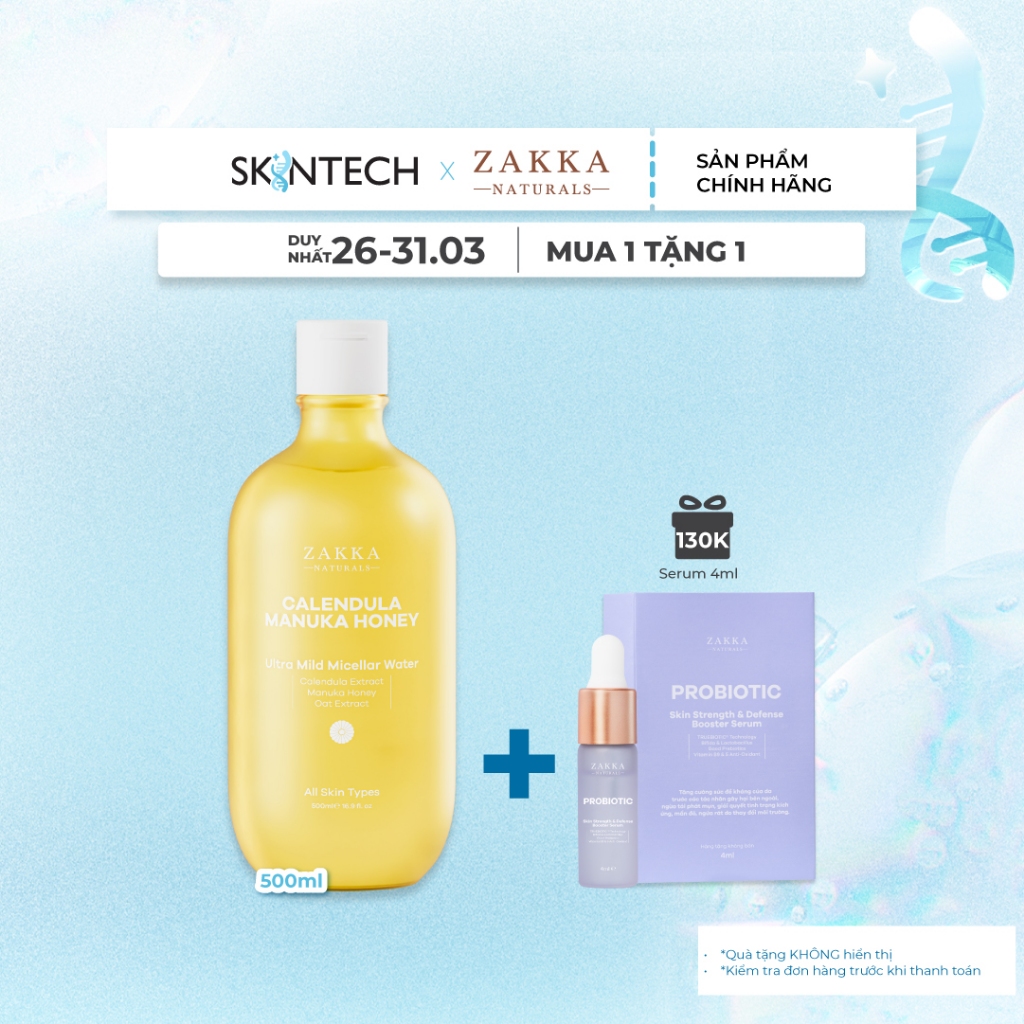 Nước Tẩy Trang Cúc Và Mật Ong Zakka Naturals Nhẹ Dịu Dành Cho Da Nhạy Cảm 500ml