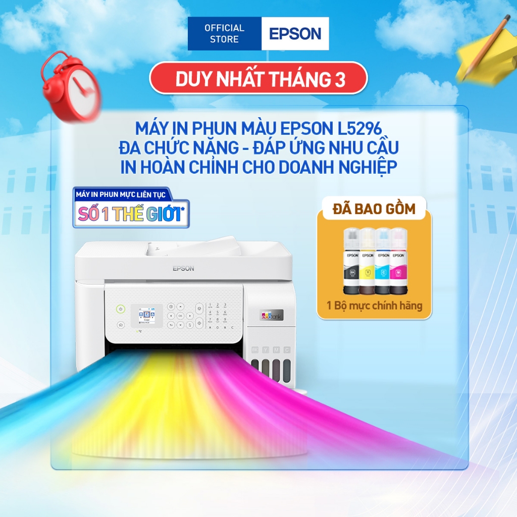 Máy In Phun Màu Epson L5296 Đa Chức Năng Đáp Ứng Nhu Cầu In Hoàn Chỉnh Cho Doanh Nghiệp