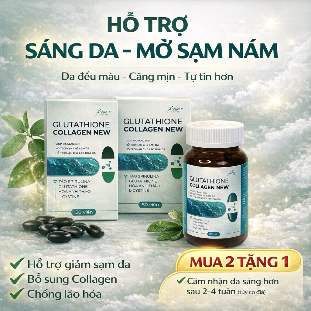 Glutathione hỗ trợ SÁNG DA, TRẺ MỊN DA CHÍNH HÃNG HIỆU QUẢ NHANH 50 Viên ROYCE Thực Phẩm Bảo Vệ Sức 