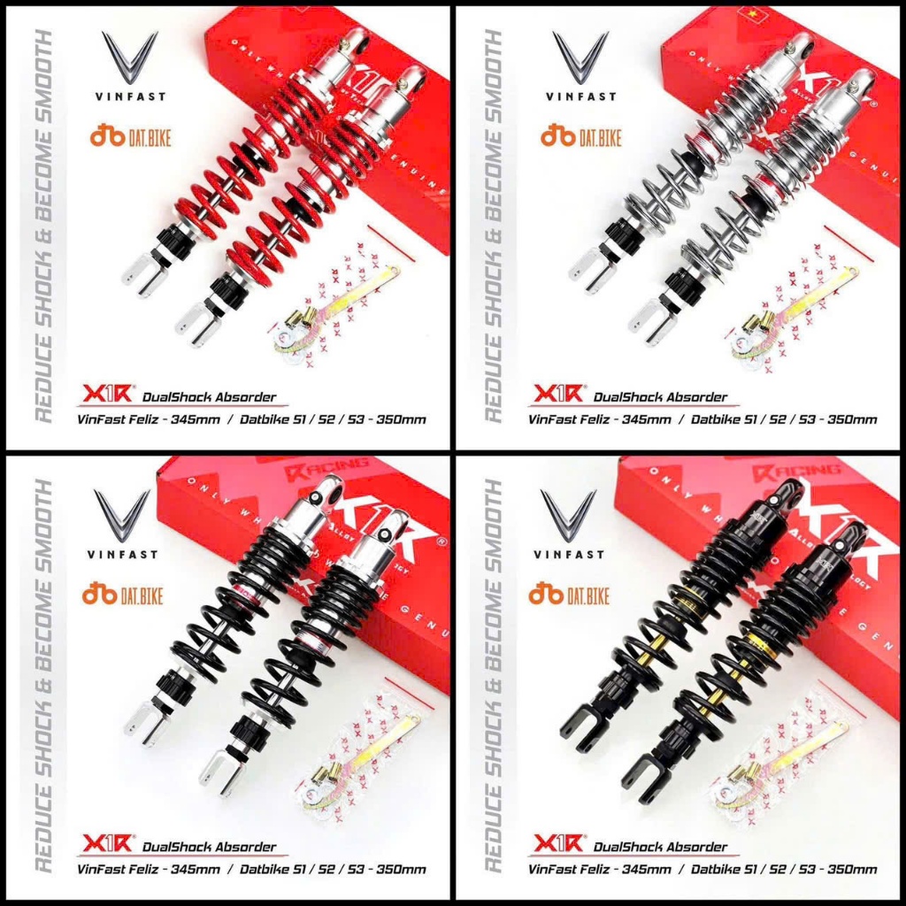 Phuộc Daytona X1R 340mm Cho Xe Điện – Gắn Vinfast Feliz, DatBike – Giảm Xóc Êm Ái, Tăng Chỉnh Độ Nhú