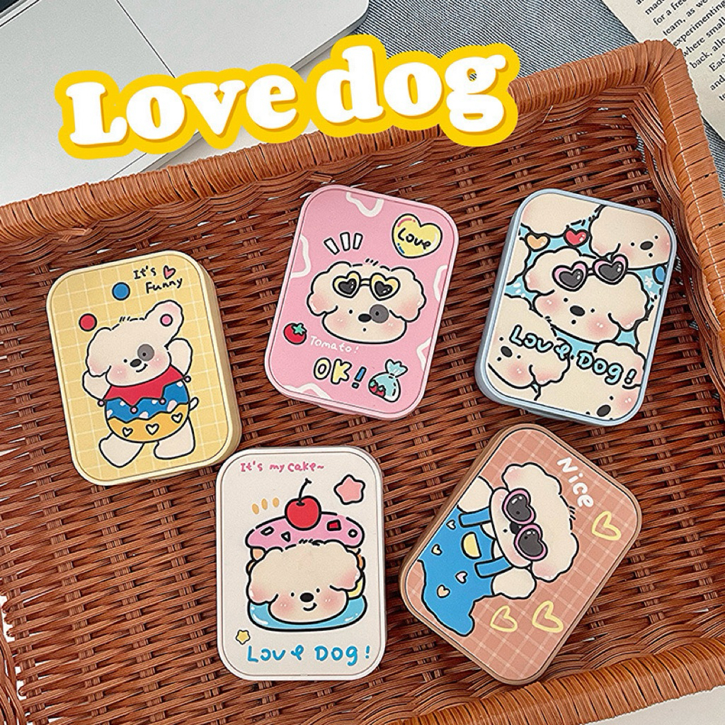 BEAR LENS Khay Đôi Đựng 2 Cặp Lens Love Dog Dễ Thương