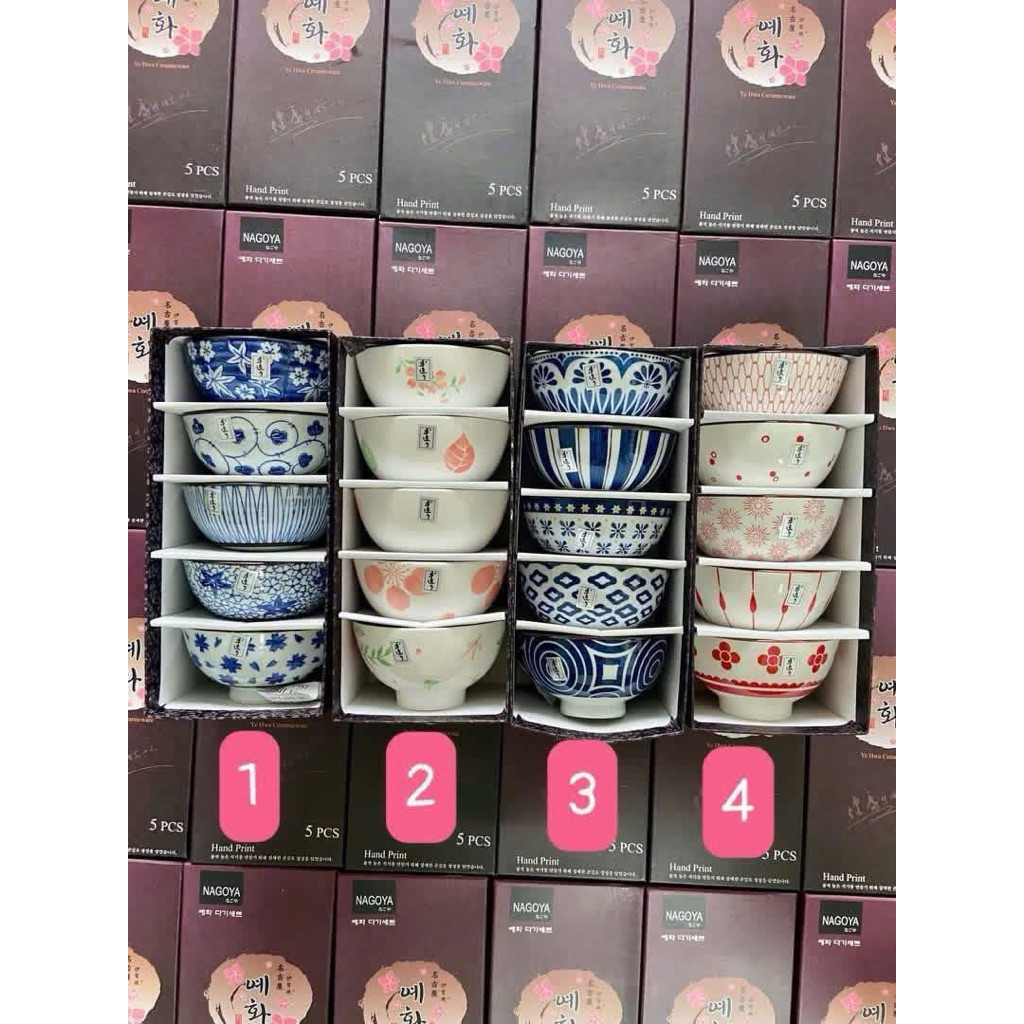 BỘ BÁT GỐM SỨ VẼ TAY 100% NAGOYA NHẬT BẢN CAO CẤP