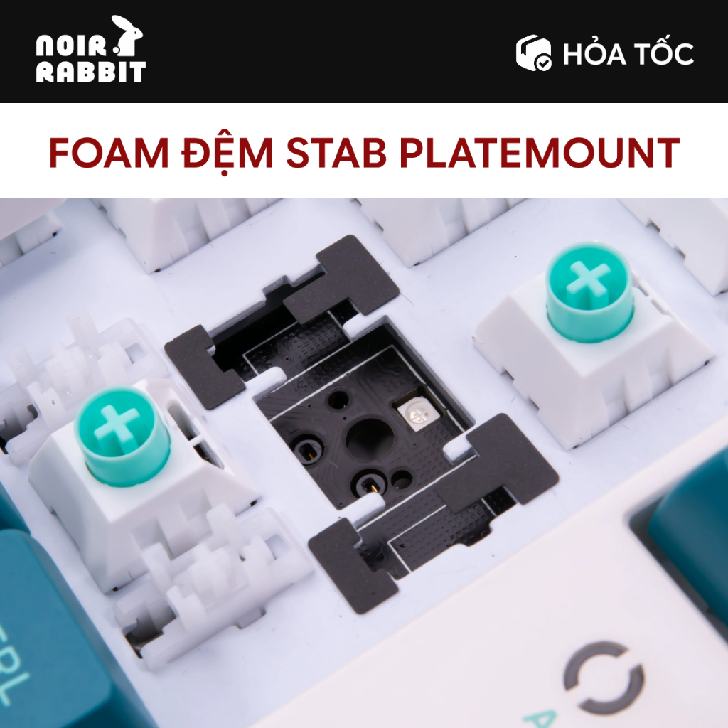 [20 bộ] Foam Đệm Stab Plate Mount | Foam Poron Đệm Stab | Foam Bàn Phím Cơ | Noir Rabbit