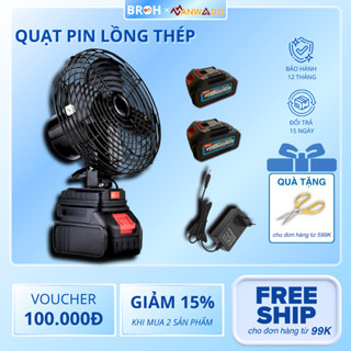 Quạt Pin Makita 21V – Lồng Sắt, Gió Mạnh 2 Cấp, 3–10h, Dùng Khi Cúp Điện, Dã Ngoại, Bệnh Viện