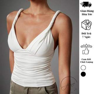 Áo hai dây nữ JUNE.SG ôm dáng chất thun cotton mịn tôn dáng D188