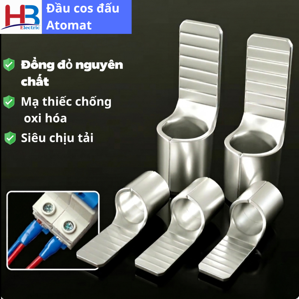 Đầu cos C45 | Đầu cos mỏ vịt trần | Cos pin dẹp đặc trần C45 bấm nối dây điện